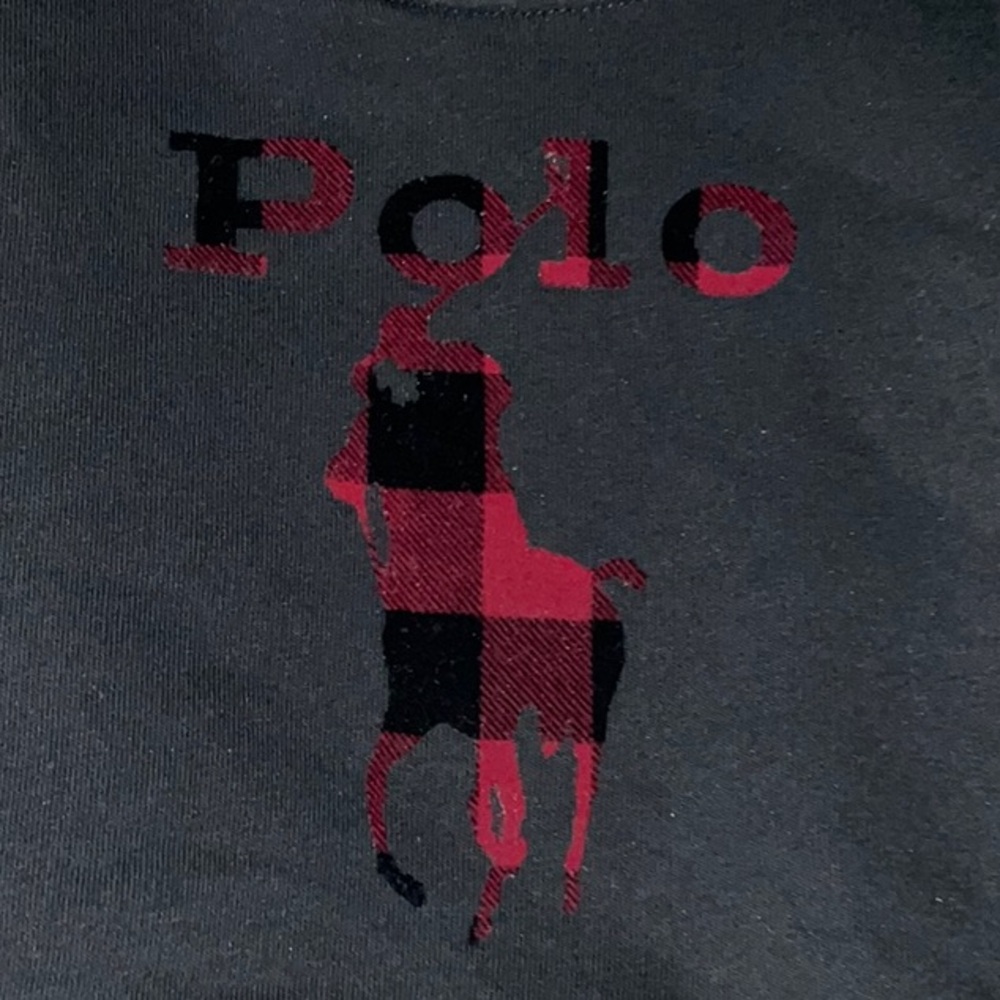 POLO RALPH LAUREN TODDLER BOY BLACK RED PLAID PATCH PONY PULLOVER HOODIE 3T NWT